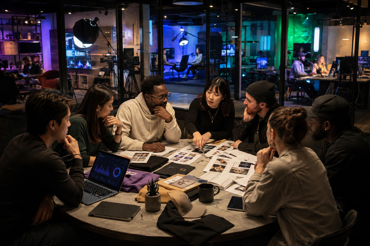Creators and business representatives planning partnerships